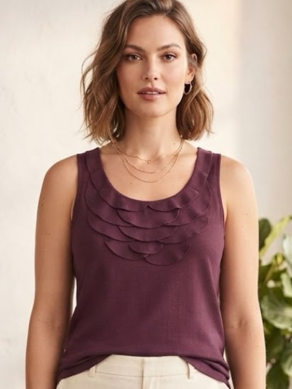 LOFT Plum Ruffle Tank